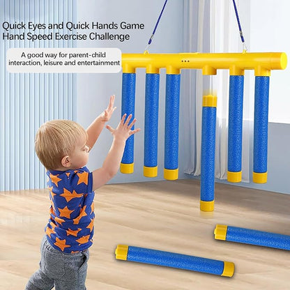 Reflex Challenge, Catch All Drop Sticks, Reaction Training Toy with Remote Control for Kids and Adults, 3 Adjustable Speed Hand Eye Coordination Training Game