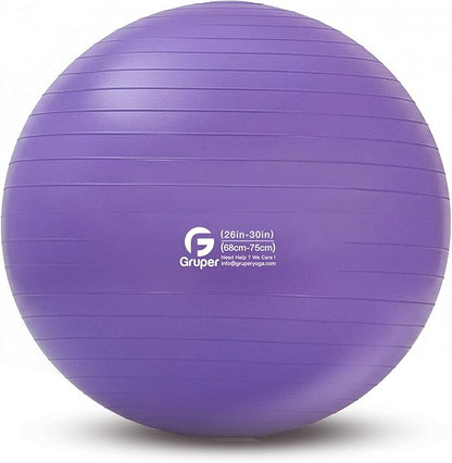 Gruper Yoga and Pilates Ball,4 Sizes Gym Ball for Fitness, Yoga, Workout, Pregnancy and Physical Therapy,Quick Pump Included,Great as Yoga Ball Chair for Office or Home Gym Equipment