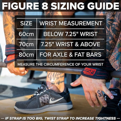 SERIOUS STEEL FITNESS Red Figure 8 Lifting Straps | Deadlift & Strongman Axle Straps - 3 Sizes