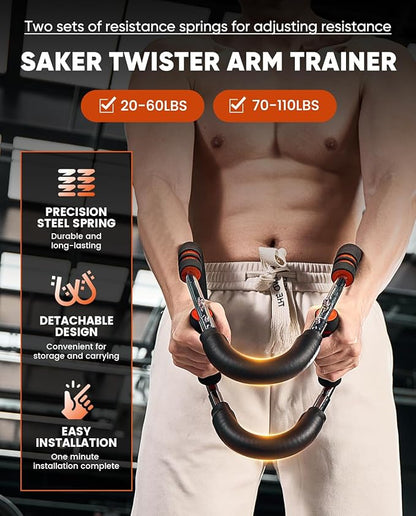 2026 New Saker PowerTwist Arm Trainer, Adjustable Forearm Strengthener, Arm Exercise and Chest Workout Equipment for Home Gym, for Men, Ideas for Fitness Enthusiasts