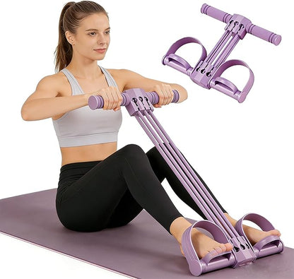 Pedal Resistance Band with Handle, 6-Tube Multifunction Stretching Workout for Abdomen Waist Arms Legs Training (Purple)