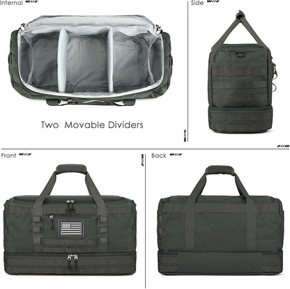 ETRONIK Travel Bag for Men Women, Gym Bag & Tactical Duffle Bags for Travel, Carry on with Toiletry Bag and Shoe Compartment, Weekender Overnight Trip with Wet Pocket for Workout Medical, Gray