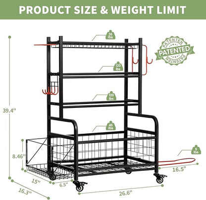 Pro-Series Mobile Dumbbell Rack & All-in-One Gym Storage Organizer with Locking Wheels, Adjustable Shelves & 400LB Capacity