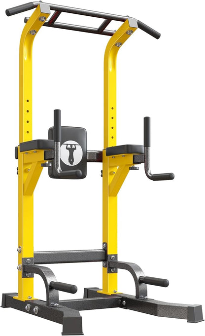 sogesfurniture Power Tower Dip Stands Assistive Trainer for Home Gym - 10-Level Height Adjustable Multi-functional Pull Up Bar, Dual Training Stands for Dip Push Up & Core Workout, Heavy Duty Steel Frame