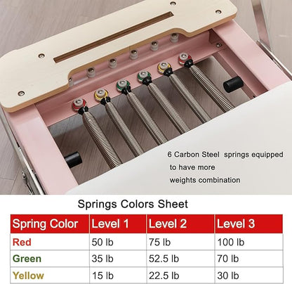 Pink Foldable Pilates Reformer Machine for Home, Aluminum Reformer Pilates Machine for Home and Studio
