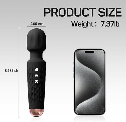 Personal Massager - 4H Max Runtime & Ultra-Quiet - Waterproof - 20 Modes 8 Speeds for Deep Tissue Back Massage, Post-Workout Recovery and Neck Muscle Relaxation（LX-Blcak）