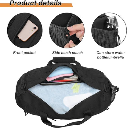 MOSISO Sports Gym Bag, 40L Tactical Duffel Bag Travel Weekender Workout Fitness Duffel Bag for Men Women with Shoes Compartment, Black