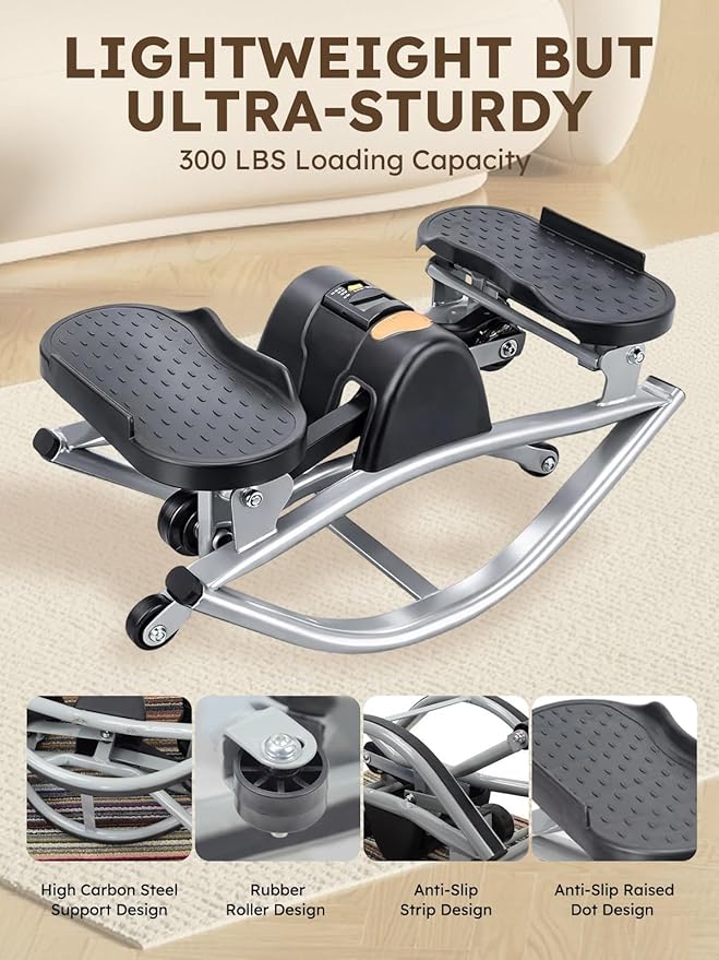 2026 New Rocking Stepper Side to Side for Exercise at Home, Fitness Rocker, Lateral Workout Machine, Women Mini Stair Gym Equipment for Apartment Dorm Office Dormitory, 330 Lbs Capacity