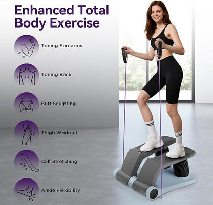 Air Stepper Exercise Machine with Resistance Bands, Stair Stepper with LCD Monitor, Adjustable Resistance Cardio Trainer for Home Workout, Compact Fitness Equipment, 300 lbs Weight Capacity