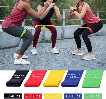 Resistance Bands Set for Men and Women, Pack of 5 Different Levels Elastic Band for Home Gym Long Exercise Workout – Great Fitness Equipment for Training, Yoga, Free Carrying Bag