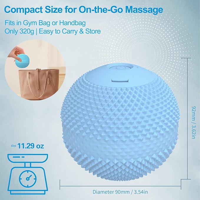 Vibrating Massage Ball with Heat, 7 Modes, Memory, Myofascial Release, Deep Tissue Muscle Recovery Ball for Trigger Point Massage - Mobility Ball Back & Hip Flexor Release Tool (Blue)
