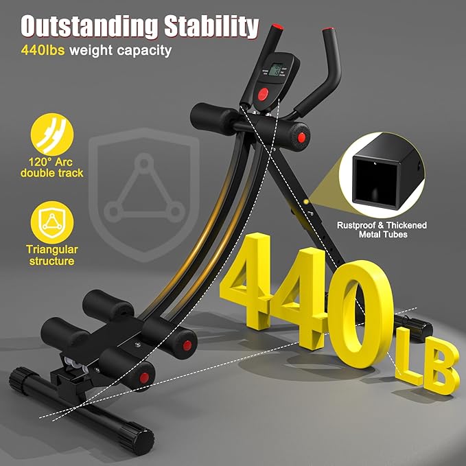 Ab Workout Equipment, Ab Machine for Women, Adjustable Core Abdominal Exercise Fitness Equipment, Foldable Waist Trainer Ab Crunch Home Gym Systems for Beginners