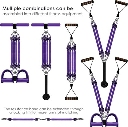 Resistance Bands Set with Handles, 8 Levels up to 200 lb, Door Anchor, Foot Plate, Carry Bag, Home Gym Exercise Equipment for Full Body Workout