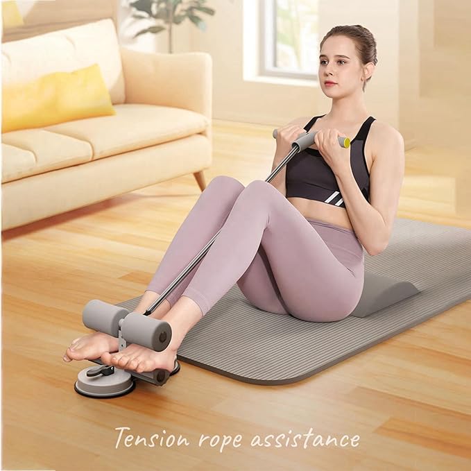 abs master sit up bar,sit ups foot holder with Elastic 2 Suction Cups and Pull Rope Portable Sit Up Assistant Device for Home Workout