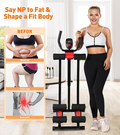Ab Workout Equipment, Ab Machine for Women, Adjustable Core Abdominal Exercise Fitness Equipment, Foldable Waist Trainer Ab Crunch Home Gym Systems for Beginners