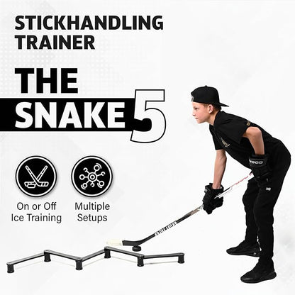 ACE HOCKEY The Snake Trainer - Lightweight Stickhandling Training Tool - Hockey Training Equipment for Puck Control, Reaction Time and Coordination - Portable, Durable and Adjustable