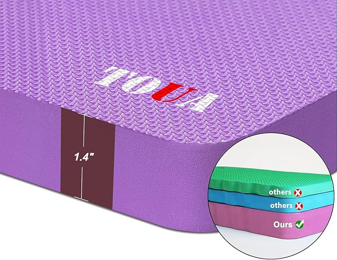 TOUA Kneeling Pad Thick Extra Large High Density Foam Comfort Kneeling Pad for Work Gardening Yoga Exercise Garden Knee Pad, Purple 2 Pack