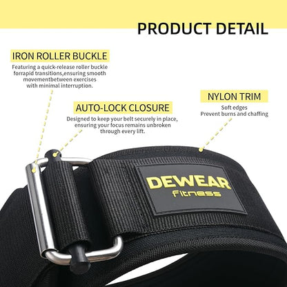 Durable Weight Lifting Belt, 4'' Wide Gym Belt for Bodybuilding, Powerlifting, Squats, Deadlift - Provides Lumbar Support & Stability for Men & Women