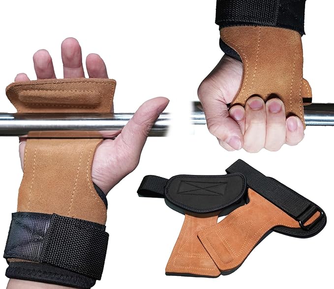 Wrist Wraps For Weightlifting Lifting Wrist Straps Grips Enhanced Gym Lifting Straps For Deadlift And Powerlifting Double-Layer Cowhideg and Pull Up for Men Women (Pair)