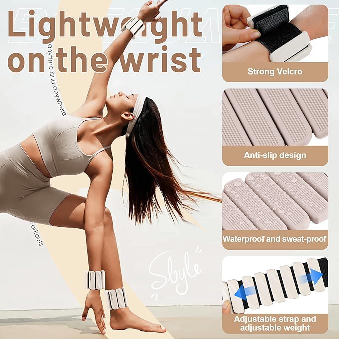 Ankle Weights Set of 2 (1 lb/2 lb Each) for Women Men Adjustable Wrist Bracelet for Home Gym Weighted Bangles Wristbands Leg Arm Weights for Walking Swimming Running Pilates Yoga Gym