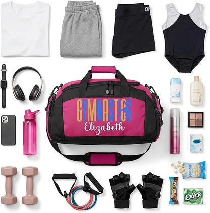 Personalized Women’s Gymnastics Duffel Bag – Custom Name Gym Bag for Girls & Teens – Practice, Competition & Travel Team Gear