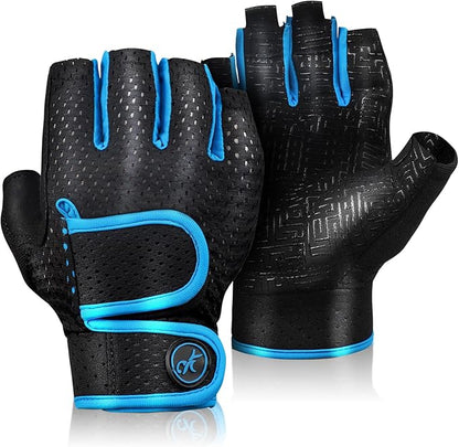 MOREOK Workout Gloves Padded Weight Lifting Gloves for Men/Women, [5MM Gel] Fingerless Grip Gym Gloves Fitness Gloves for Exercise, Weightlifting, Cycling, Pull ups, Rowing, and Climbing