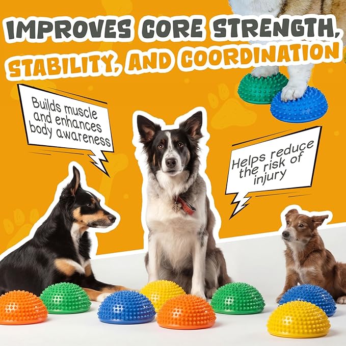 Shappy 8 Pcs Balance Pods for Dog Agility 6.3 x 6.3 x 3.15 Inches Training Platform Dog Exercise Equipment with Pump Pet Workout Tool for Strength, Body Balancing Core, Stability Rehabilitation