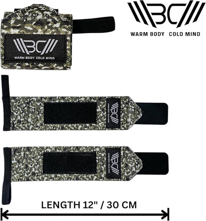 WARM BODY COLD MIND - Weightlifting Wrist Wraps for Cross Training, Powerlifting, Deadlift, Gym, Workout, Exercises & Fitness, Heavy-Duty Wrist Support, Thumb Loop