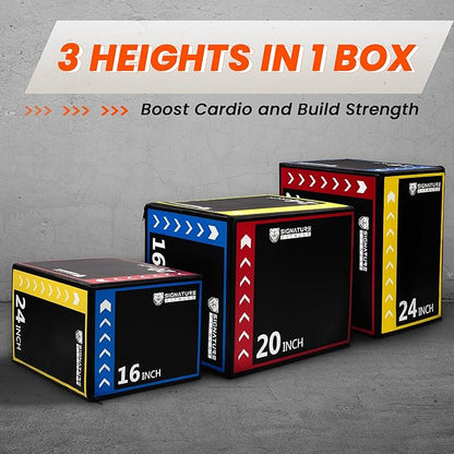 Fitvids 10LB Foam Plyo Jumping Exercise Box, 16”x20”x24” plyometric Workout box for Home Gym Workout, High Density Foam Core, Non-Slip Surface, Suitable for Box Jumps, Step-Up, Box Squat, Fitness Training, Multi-color