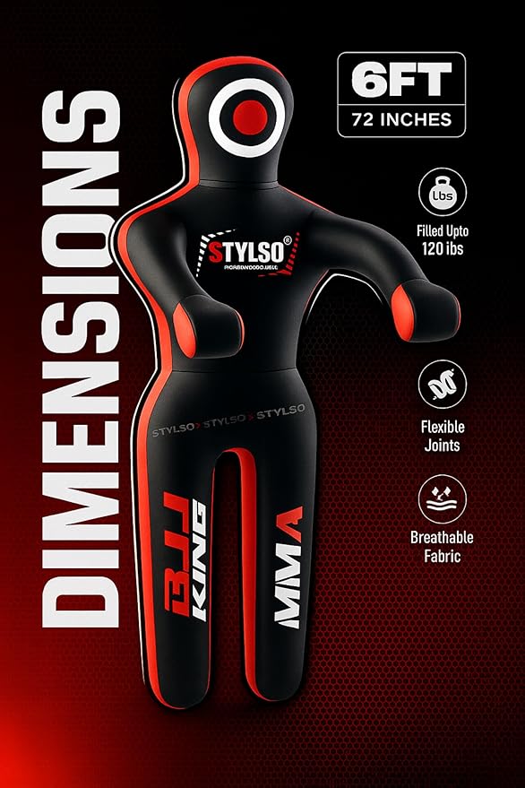 Unfilled Grappling Dummy – Adult Life Size Wrestling & BJJ Training Dummy, MMA Jiu Jitsu Judo Takedown & Throwing Practice, Heavy-Duty Triple-Stitched Canvas Submission Dummy