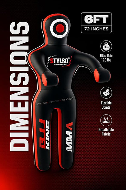 Unfilled Grappling Dummy – Adult Life Size Wrestling & BJJ Training Dummy, MMA Jiu Jitsu Judo Takedown & Throwing Practice, Heavy-Duty Triple-Stitched Canvas Submission Dummy