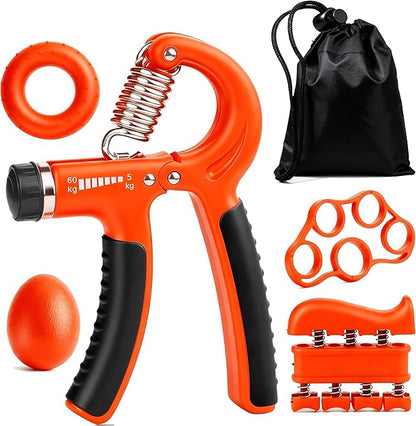 Hand Grip Strength Trainer Kit, 5 Pack Forearm Gripper Strengthener Adjustable Resistance, Hand Strengthening Devices