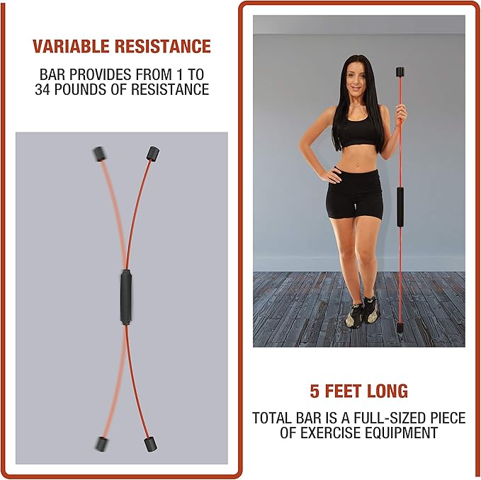 Flex Fitness Body Bar for Physical Therapy & Rotator Cuff Relief - Shoulder Rehabilitation Tube for Baseball & Exercise Stick - Mobility Training Stick for Home Workout