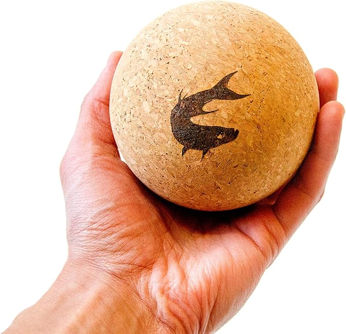 Aquanimous 4" Large Cork Massage Ball Natural Firm Ultra-Light Eco-Friendly Hips, Shoulders, Chest Large Massage Ball