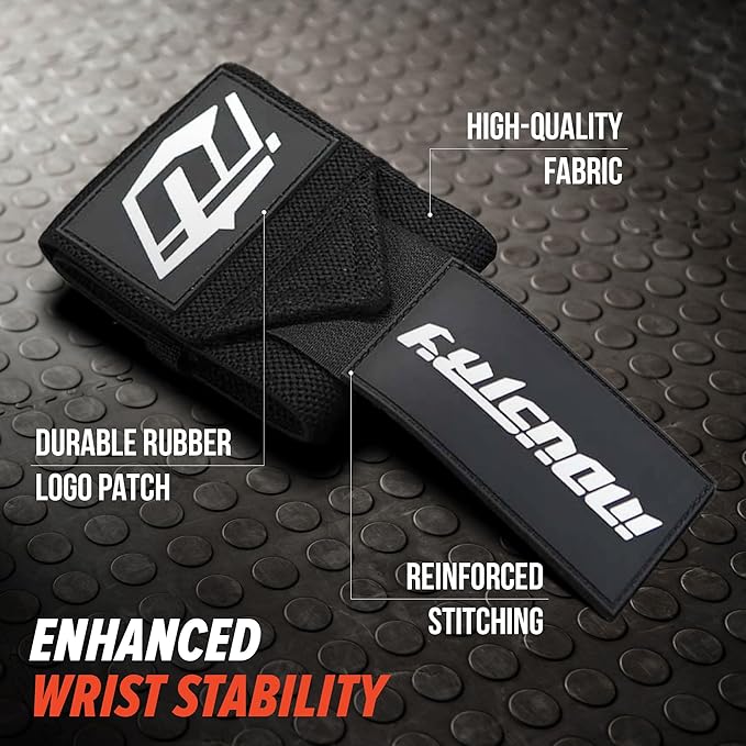 Industry Wrist Wraps - No Thumb Loop Lifting Straps - Wrist Straps For Men & Women. Gym, Crossfit, Power Lifting, Body Building, Weightlifting, Deadlift