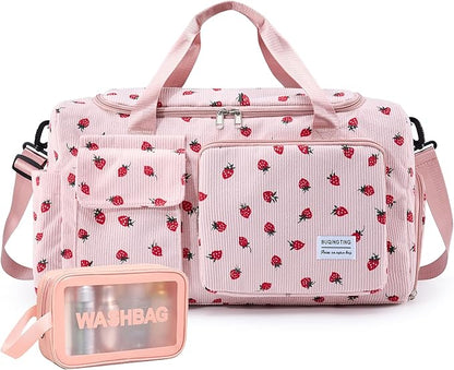Small Gym Bag for Women, Travel Duffle Bag Carry On Weekender Bag with Shoe Compartment