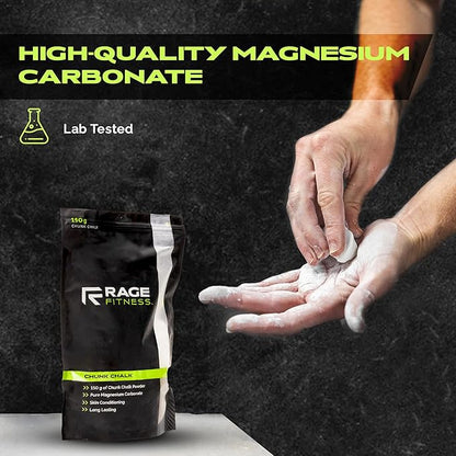 Rage Fitness Gym Chalk | Magnesium Carbonate Athletic Chalk for Excellent Grip - Gym Workout Grip Chalk for Weightlifting & Gymnastics.