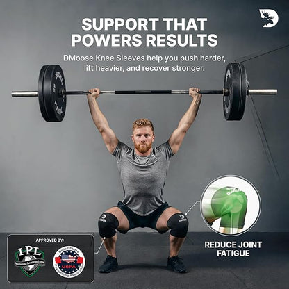 DMoose Fitness Knee Sleeves for Weightlifting (Pair) 78” Knee Wraps for Joint Support, Squats & Powerlifting - Gym Brace Straps for Joint Stability & Pain Relief, USPA & IPL Approved for Men and Women