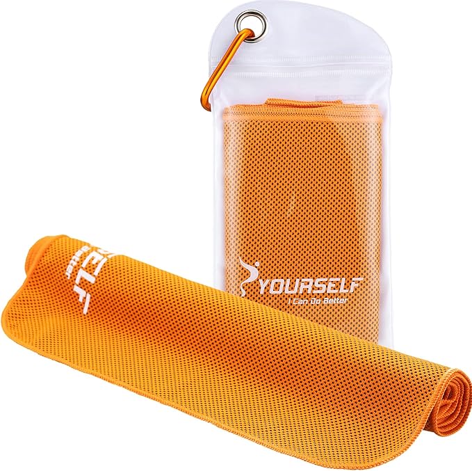 SYOURSELF Cooling Towel, Cooling Towels for Neck,40" x 12"Ice Towel for Instant Cooling Relief, Soft Breathable Chilly Towel, Perfect Yoga, Golf, Sports, Gym, Workout, Athletes Towel (1PC-Orange)