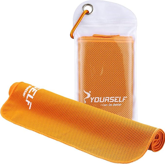 SYOURSELF Cooling Towel, Cooling Towels for Neck,40" x 12"Ice Towel for Instant Cooling Relief, Soft Breathable Chilly Towel, Perfect Yoga, Golf, Sports, Gym, Workout, Athletes Towel (1PC-Orange)