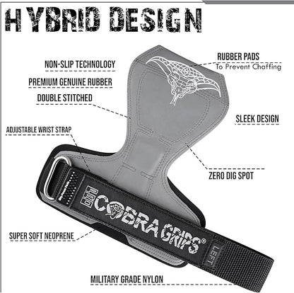 Cobra Grips PRO Weight Lifting Gloves Heavy Duty Straps Alternative with Power Lifting Hooks Padded Wrist Support for Deadlifts & Bodybuilding