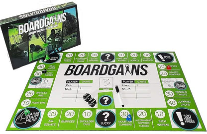 BoardGains Pro – Fitness Board Game | PE Teachers, Trainers & Parents Use for Group Workouts, Home Exercise & Physical Education | Bodyweight Cardio | No Equipment Needed