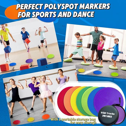 14 Pcs Non Slip Agility Markers Poly Spots, 4 inches Floor Dots Spot Markers for Gym,PE Equipment,Rubber Circles Multiple Color Sports Markers