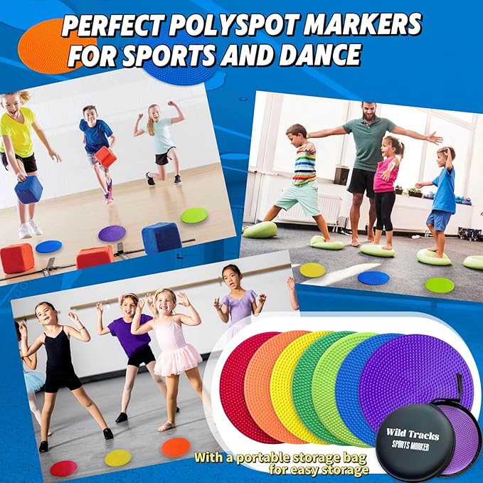 14 Pcs Non Slip Agility Markers Poly Spots, 4 inches Floor Dots Spot Markers for Gym,PE Equipment,Rubber Circles Multiple Color Sports Markers