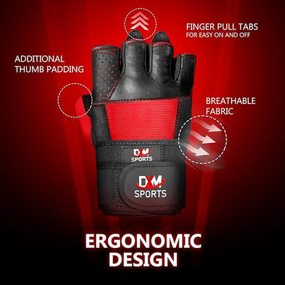 DXM SPORTS Weight Lifting Gym Workout Gloves with Wrist Wrap Support for Men & Women, Full Palm Protection Exercise Gloves for Weightlifting, Training, Fitness, Hanging, Pull ups