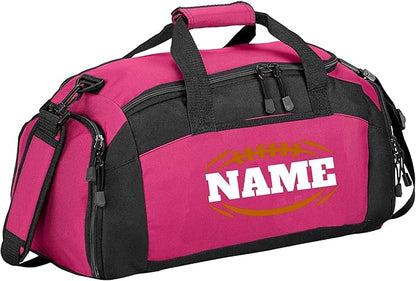 Personalized Sports Duffle Bag with Shoe Compartment (Football, Tropical Pink)