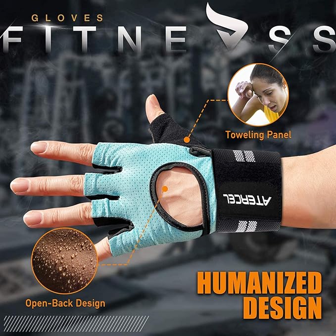 ATERCEL Weight Lifting Gloves Breathable Workout Gloves with Wrist Support for Gym, Exercise, Pull ups, Super Lightweight for Mens and Women, Full Palm Protection