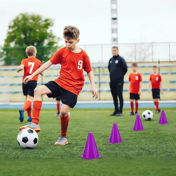 36pcs Cones 7 Inch Soccer Cones and Plastic Traffic Cones, Durable Cones for Sports Training, Ideal for Soccer, Basketball, Football, Skating, and Agility Drills Practice