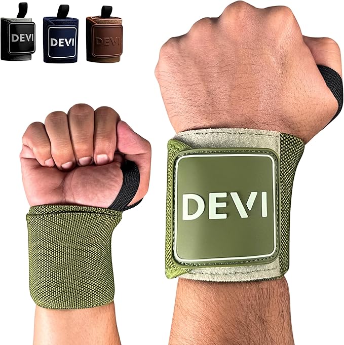 Wrist Wraps for Weightlifting 18" with Thumb Loop- Professional Quality, Best Wrist Support Wraps for Gym, Powerlifting Competition, Bodybuilding, Strength Training, Curls & Dips, Bench Press- Men and Women (Pair) DEVI