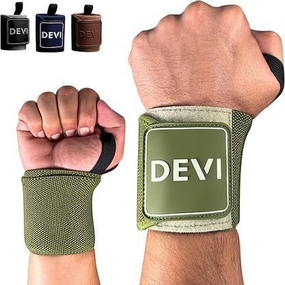 Wrist Wraps for Weightlifting 18" with Thumb Loop- Professional Quality, Best Wrist Support Wraps for Gym, Powerlifting Competition, Bodybuilding, Strength Training, Curls & Dips, Bench Press- Men and Women (Pair) DEVI